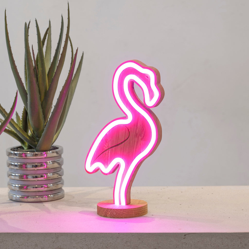 TropicalGlow - Wooden Neon Lamp with IR Remote