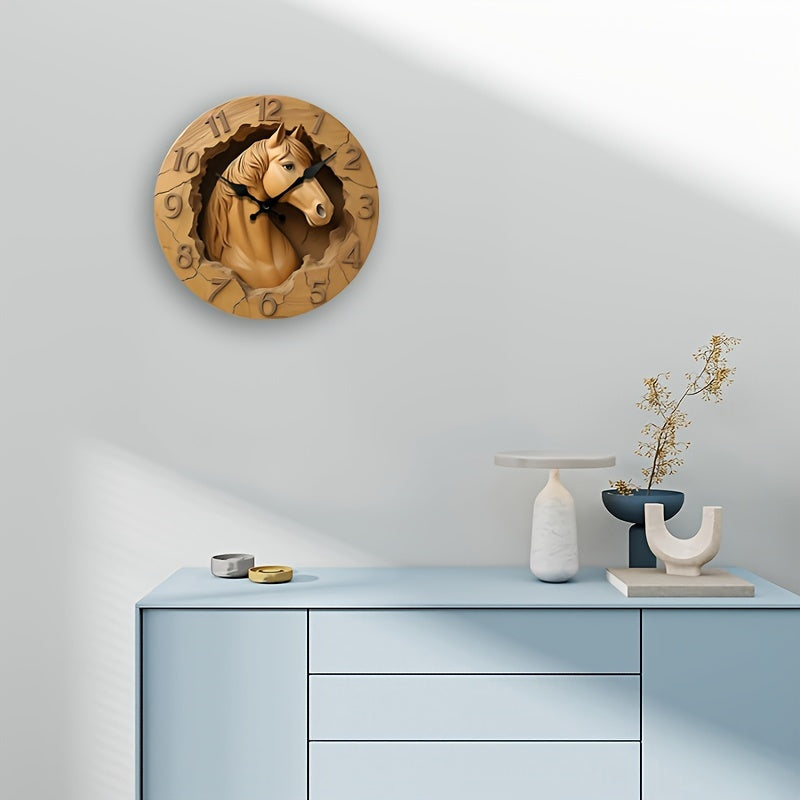 EquineElegance - Luxury Wooden Horse Wall Clock