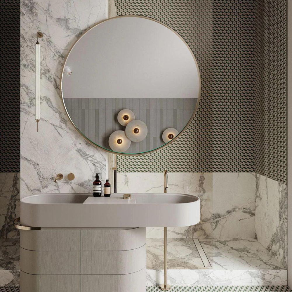Aurora d'Or - Round Alabaster/Aluminum Wall Lamp