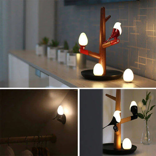 BrightOak Elegance - Smart Wooden Table Lamp with Motion Sensor