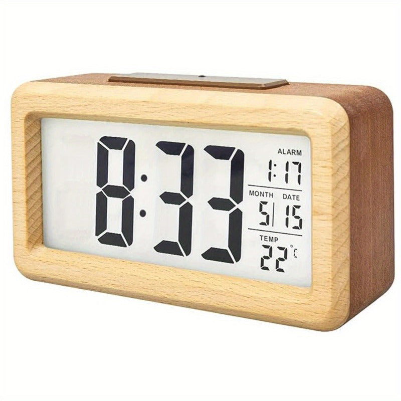 WoodChrono – Stylish Wooden Alarm Clock with Calendar