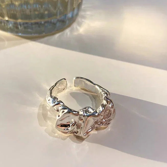 Arden Pleated Lava Design Minimalist Ring - Elegance in Simplicity