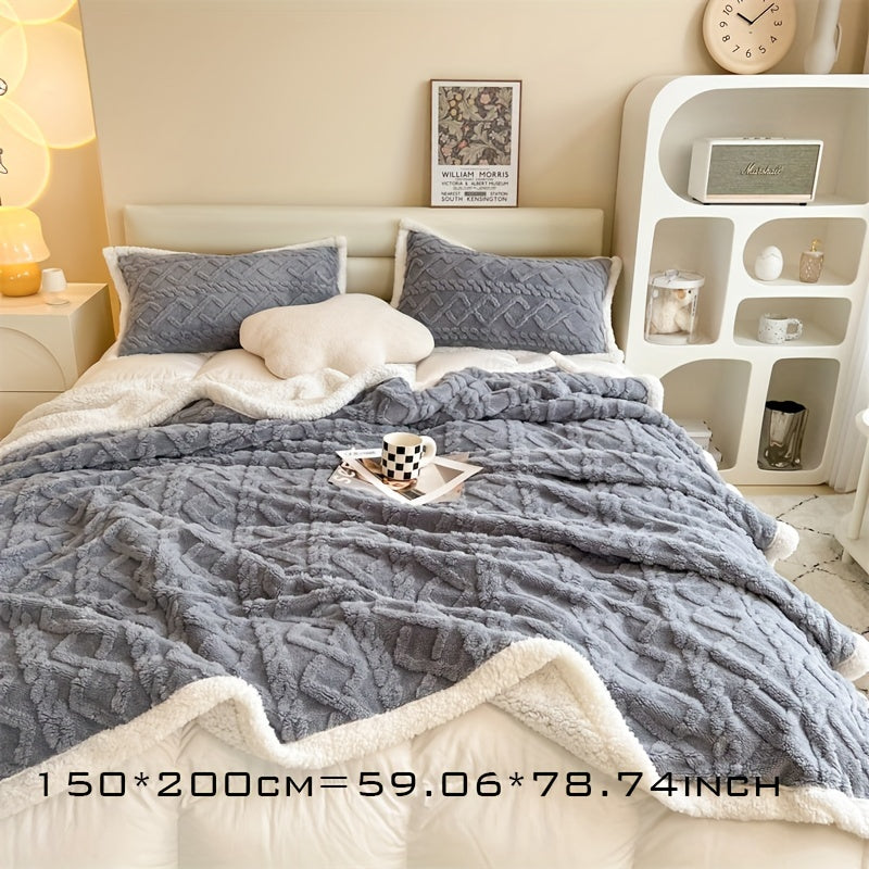 Vintage Luxury Double-Sided Fleece Blanket - Essential for Winter
