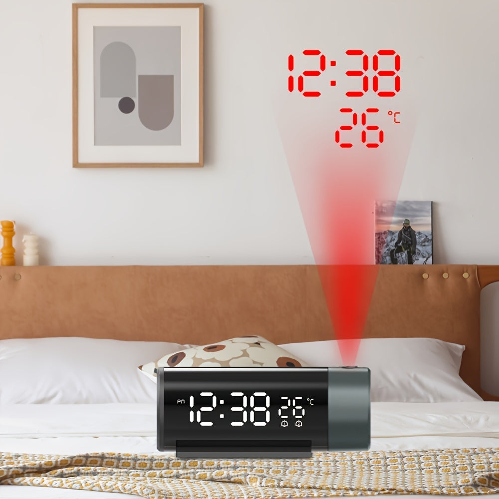 ProjectElite Clock - Black Modern Weather Projection Clock