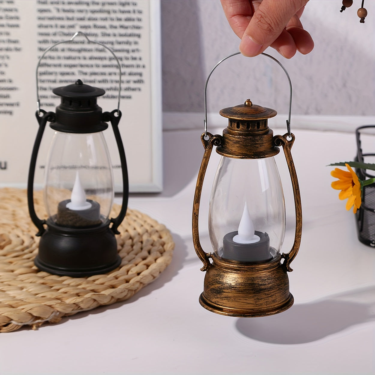 NostalgicGlow - LED Kerosene Lamp with Yellow Flame