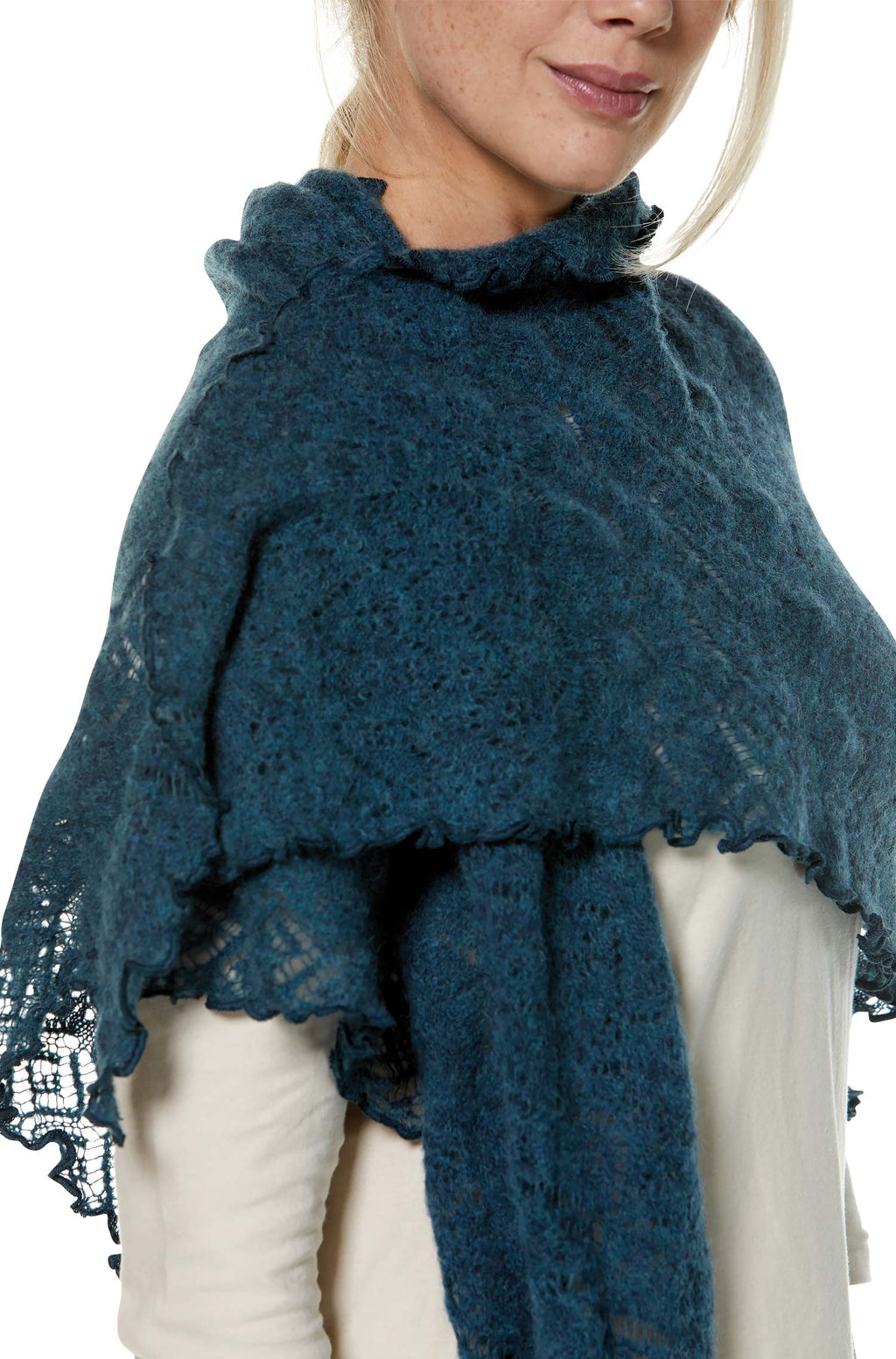 SoftWeave Scarf - Elegant Lace Knit in Light Fabric