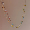 Elegant Gold/Silver Chain with Sparkling Colorful Gemstones - Ivy