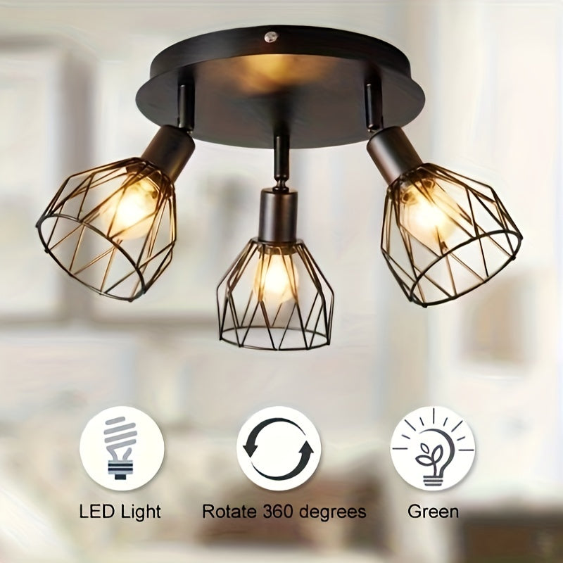 RusticGlow Lamp - Rural Black Ceiling Lamp with Swiveling Shades