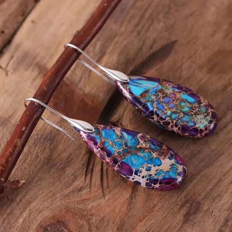 Elegant Teardrop Imperial Jasper Earrings - Amara Collection