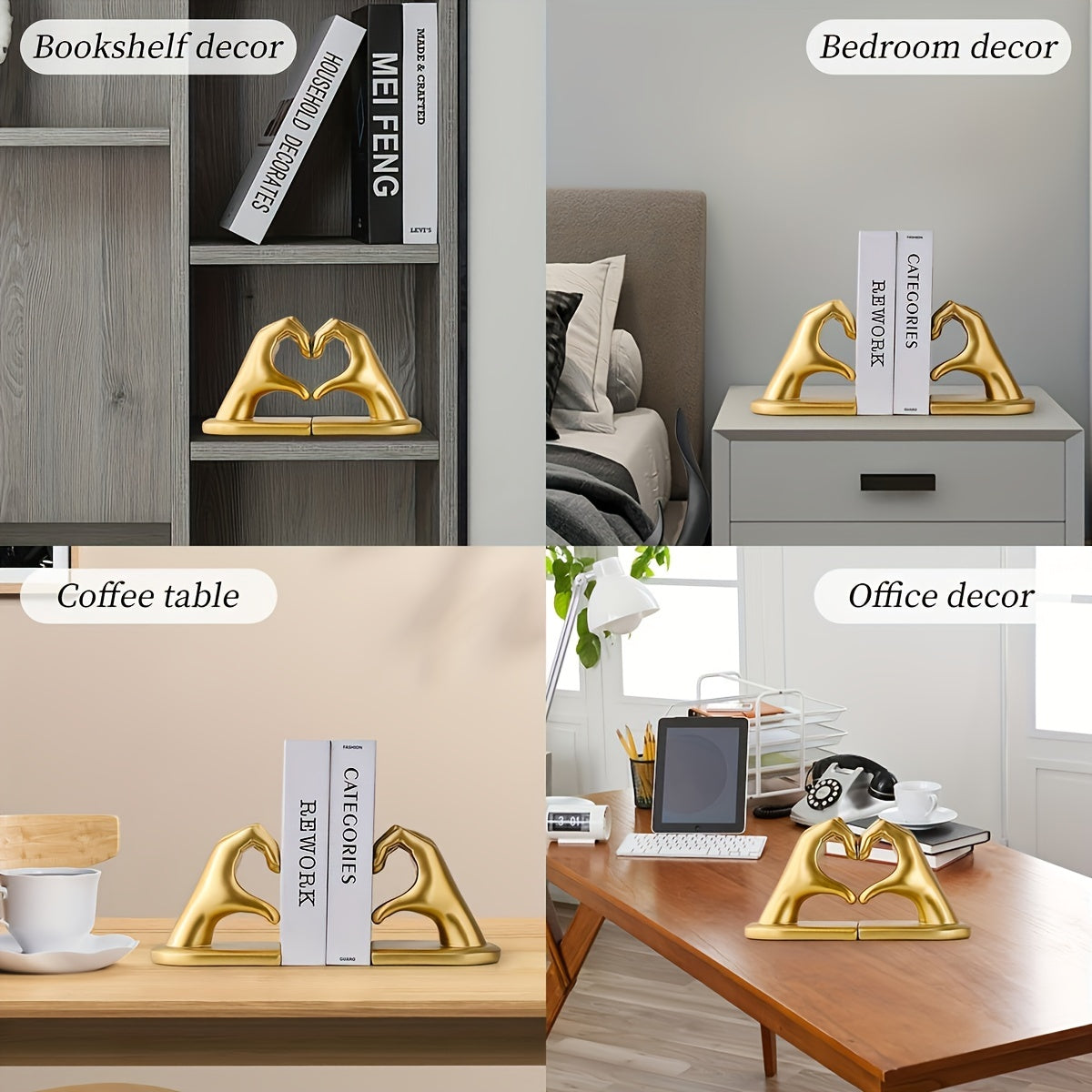 GoldenHeart – Luxury Bookends Set of 2