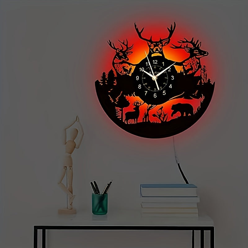 DeerGlow Clock - Unique Vinyl Deer Wall Decor