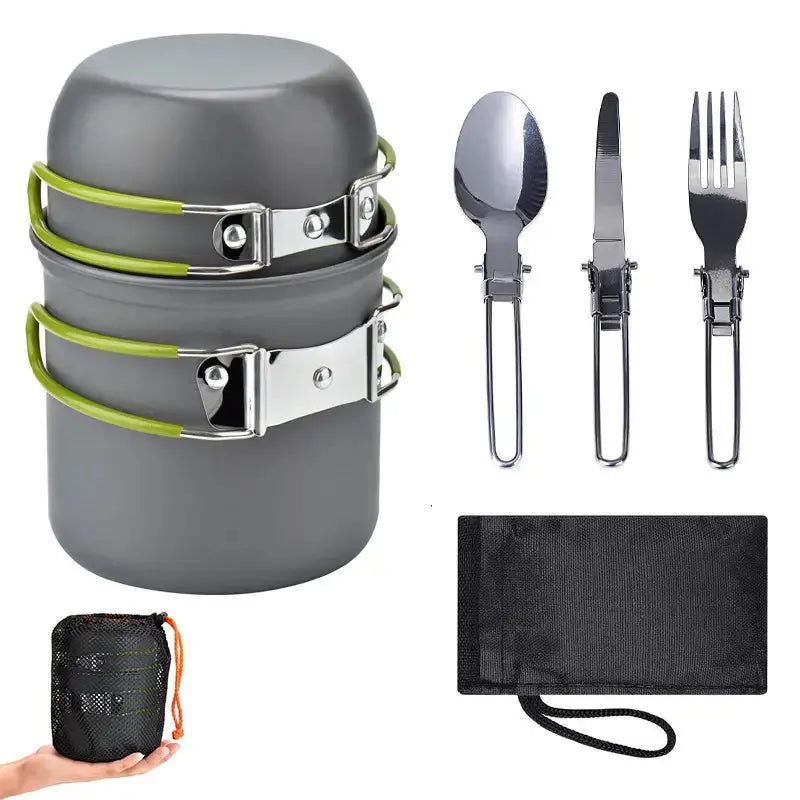 TrekChef - Complete Camping Cookware Set with Cutlery