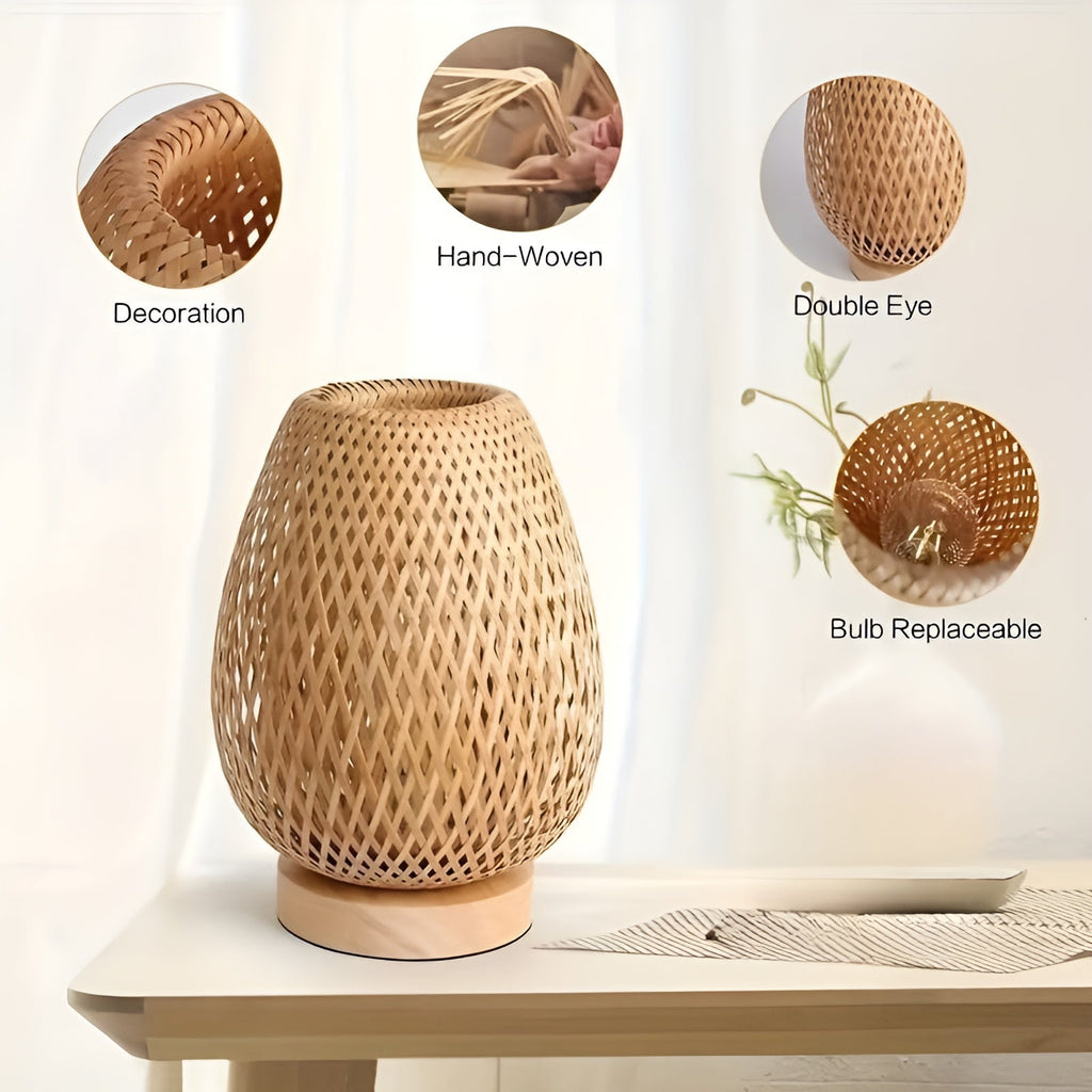 Stylish Bamboo Table Lamp with USB Power – Durable and Energy-Efficient Design