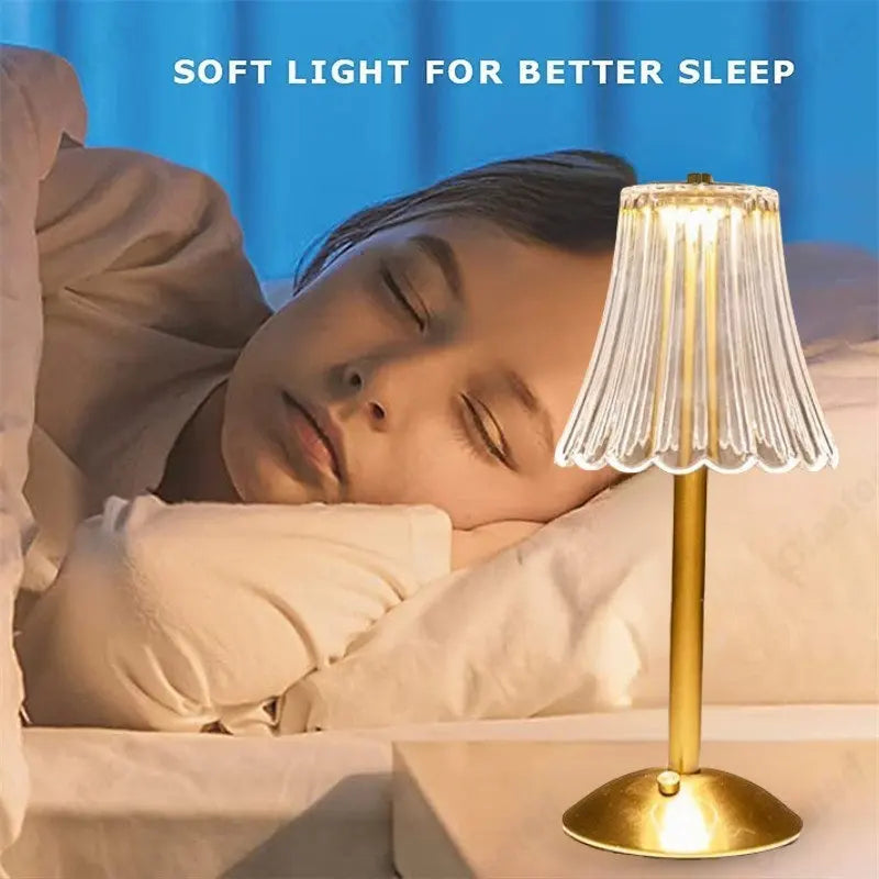 Cristalglow - Chic Cordless Table Lamp with Elegant Crystal Decoration