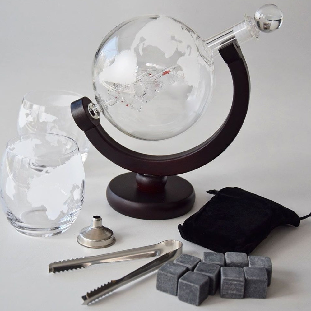 Globe Whiskey Decanter Set – Luxury Globe Decanter with Glasses
