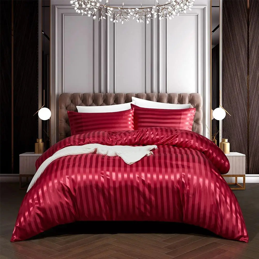 NoirLuxe Duvet Cover Set - Elegant Satin Bedroom Transformer