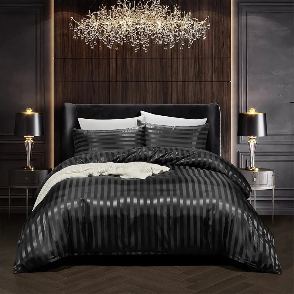 NoirLuxe Set - Luxury Satin Duvet Cover Set