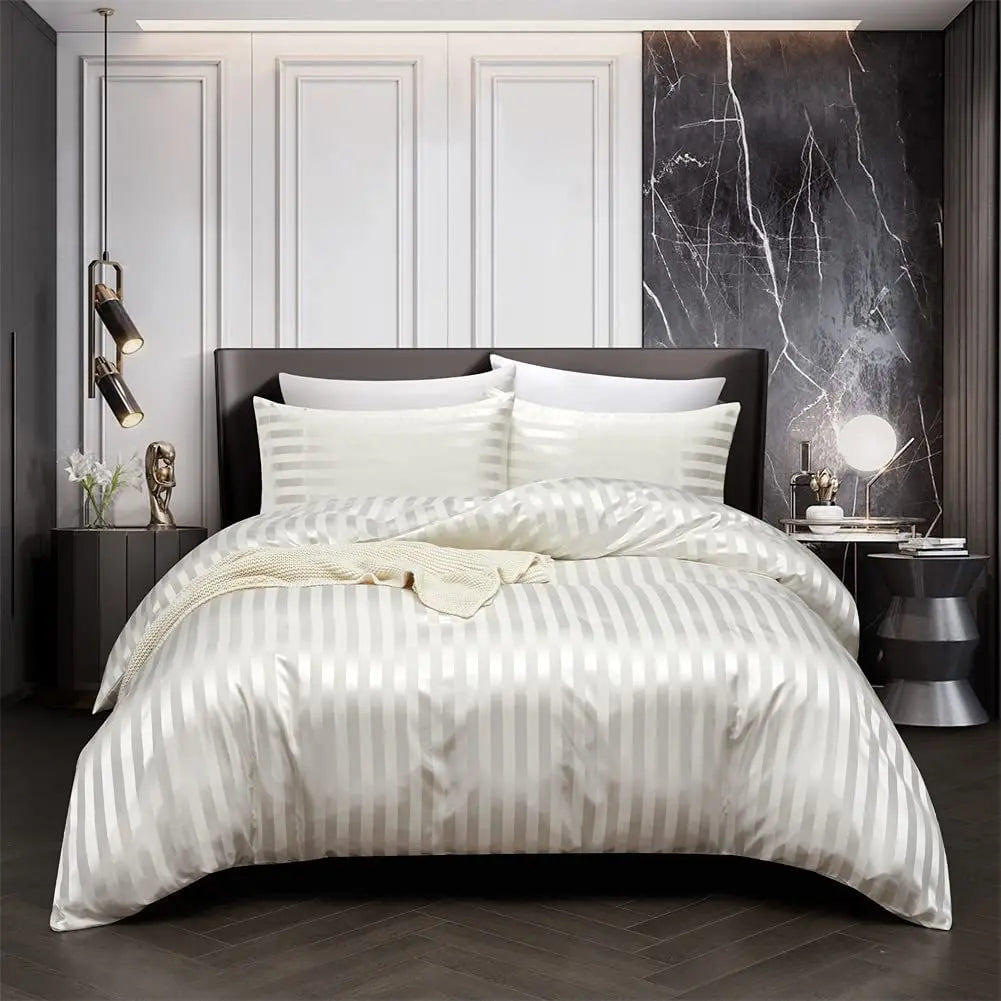 NoirLuxe Duvet Cover Set - Elegant Satin Bedroom Transformer
