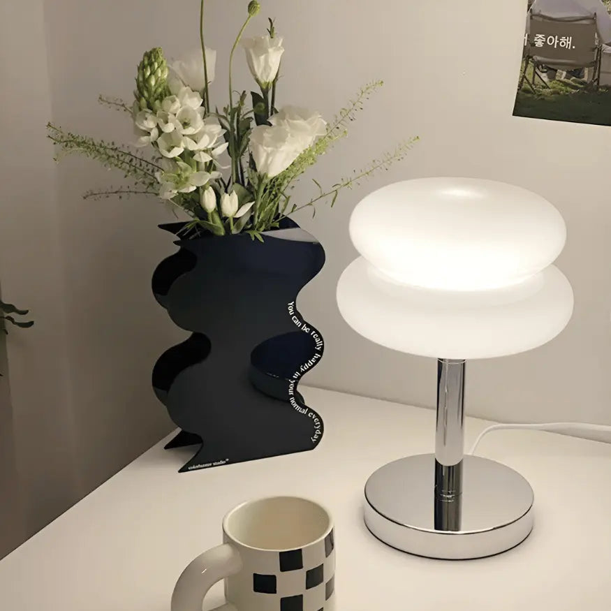 Elegant Macaron Glass Table Lamp with USB - 3 Light Colors