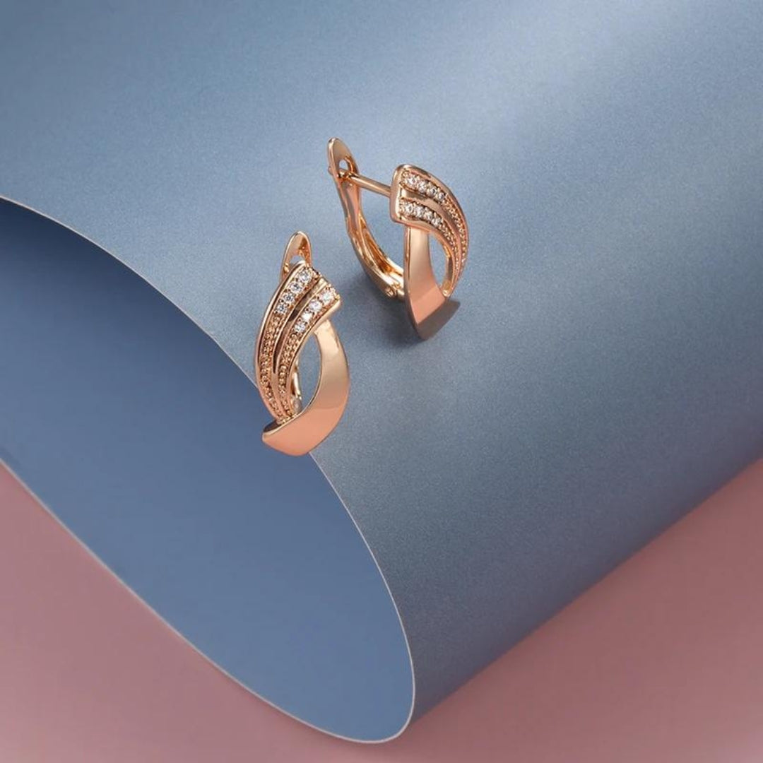 Elegant Sophie Rose Gold Earrings with Zirconia Sparkle