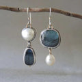 Amalina Vintage Earrings with Elegant Blue Natural Stone and Luxurious Pearls