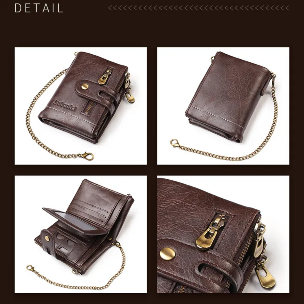 VintageCraft - Tough Leather Wallet with Chain