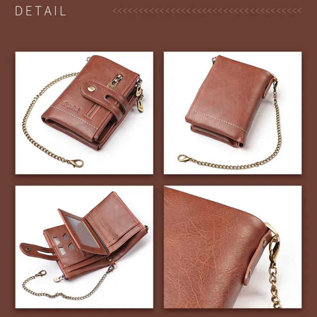 VintageCraft - Tough Leather Wallet with Chain
