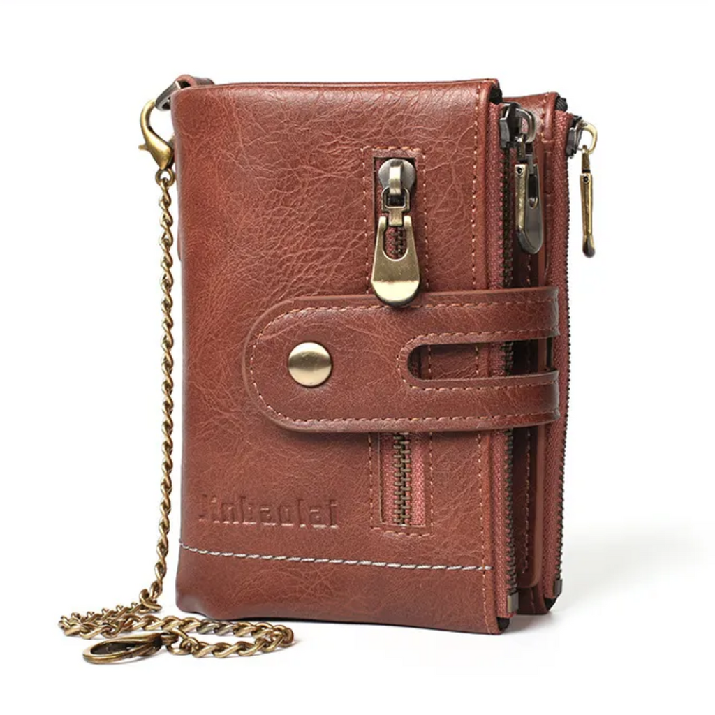 VintageCraft - Tough Leather Wallet with Chain