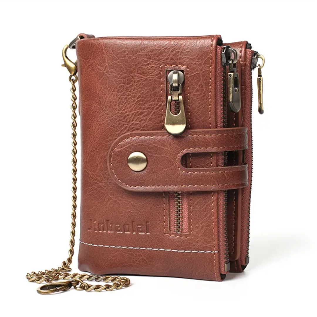 VintageCraft - Tough Leather Wallet with Chain
