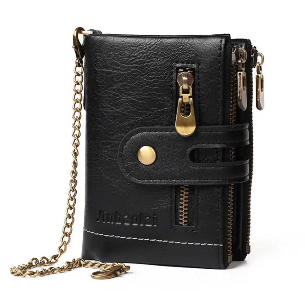 VintageCraft - Tough Leather Wallet with Chain