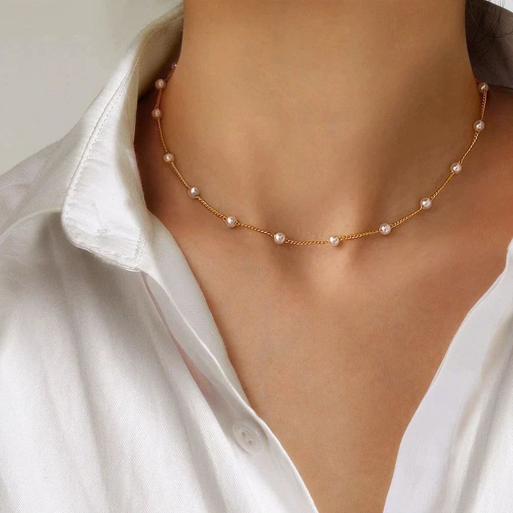 Luxury Gold Pearl Necklace - Marilena Elegance