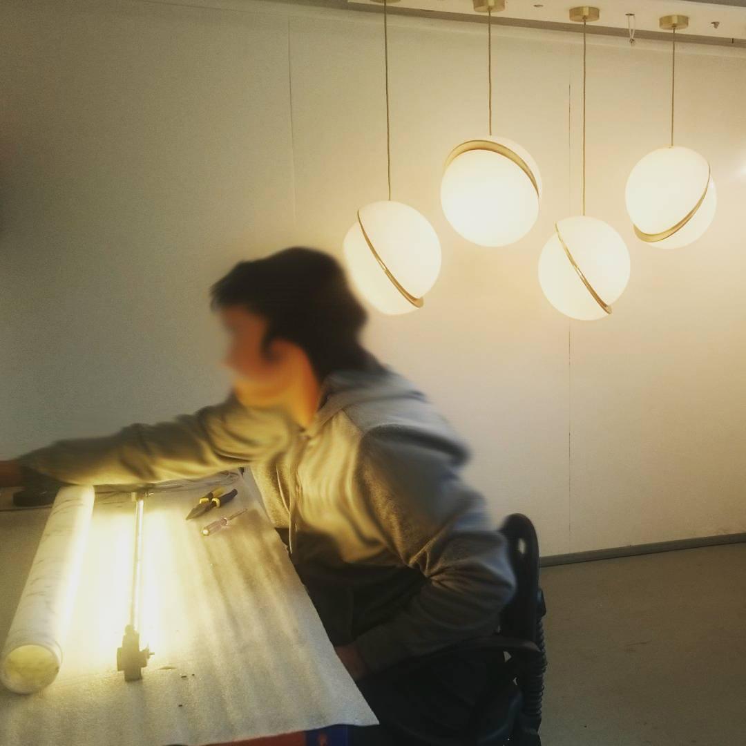 CielCourbe Lamp - Luxury Moonlight Pendant Lamp made of Acrylic and Brass