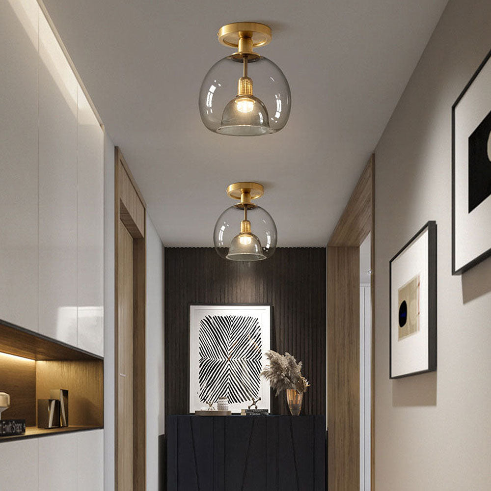RefinedGlow Ceiling Light - Modern Grey Glass Ceiling Lamp