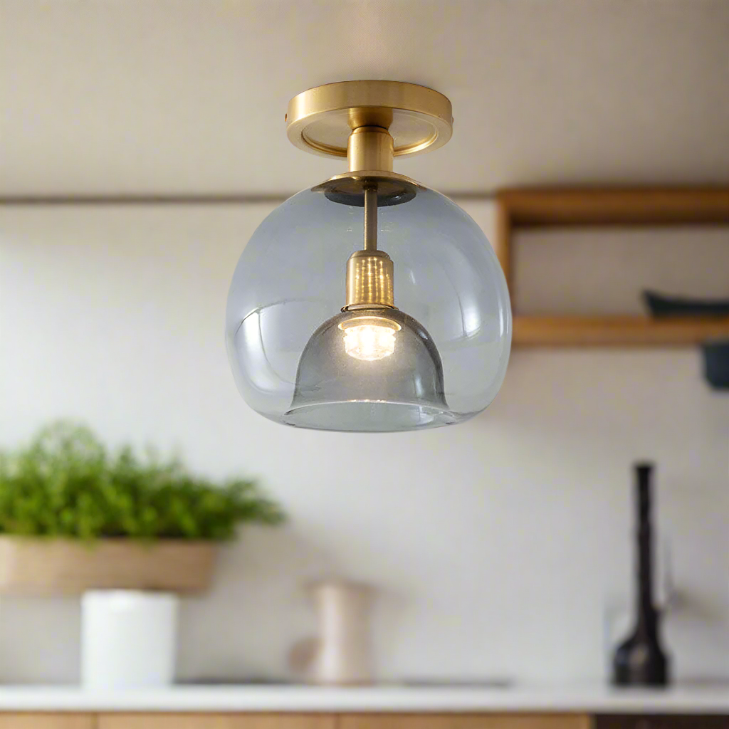 RefinedGlow Ceiling Light - Modern Grey Glass Ceiling Lamp