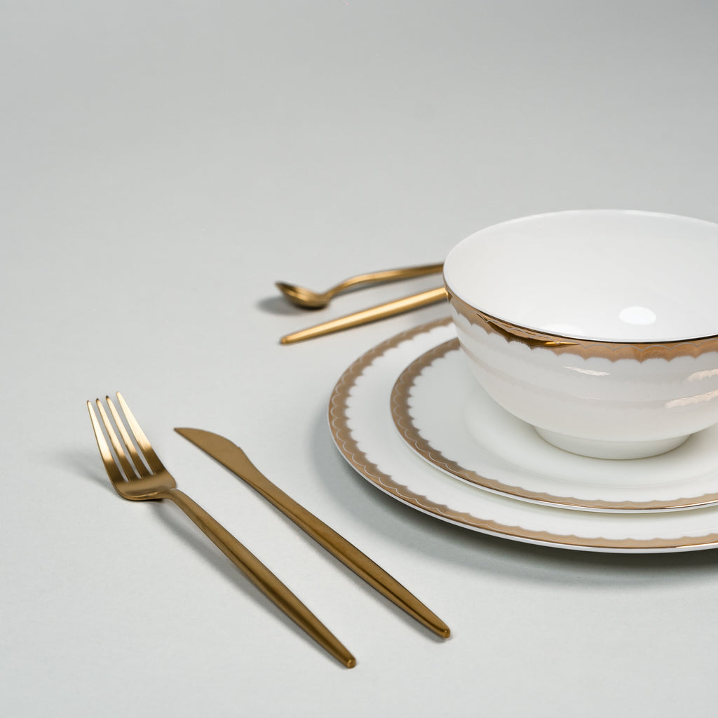 Ripple Luxe – Dinnerware Set with Gold Rim