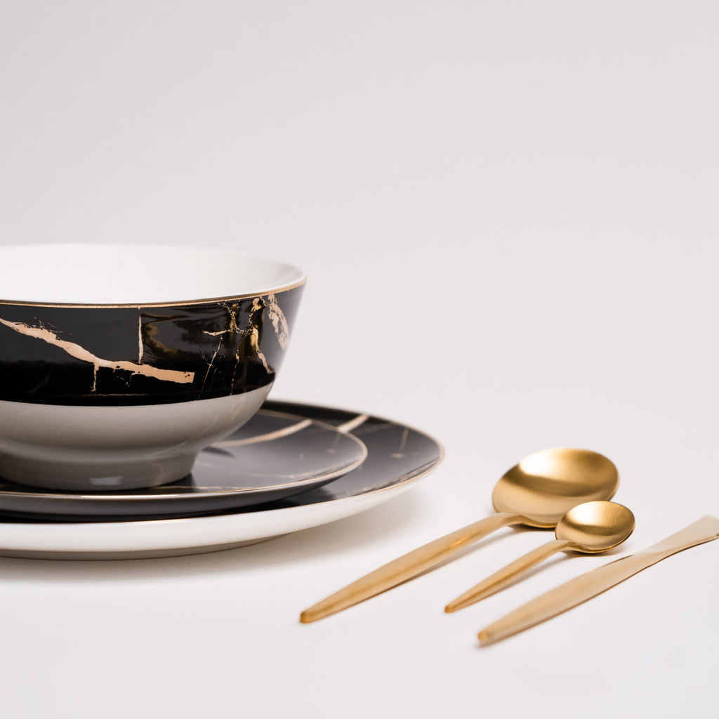 Libra Luxe - Black Marble Dinner Set