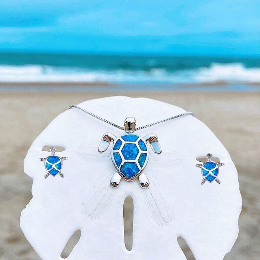 Elegant Zilveren Zeeschildpad Sieraden Set - Halsketting en Oorbellen van Marinella