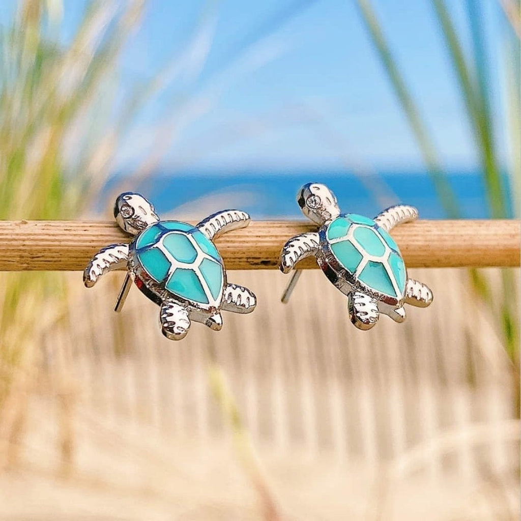 Stunning Opal and Silver Sea Turtle Earrings - Elena Collection