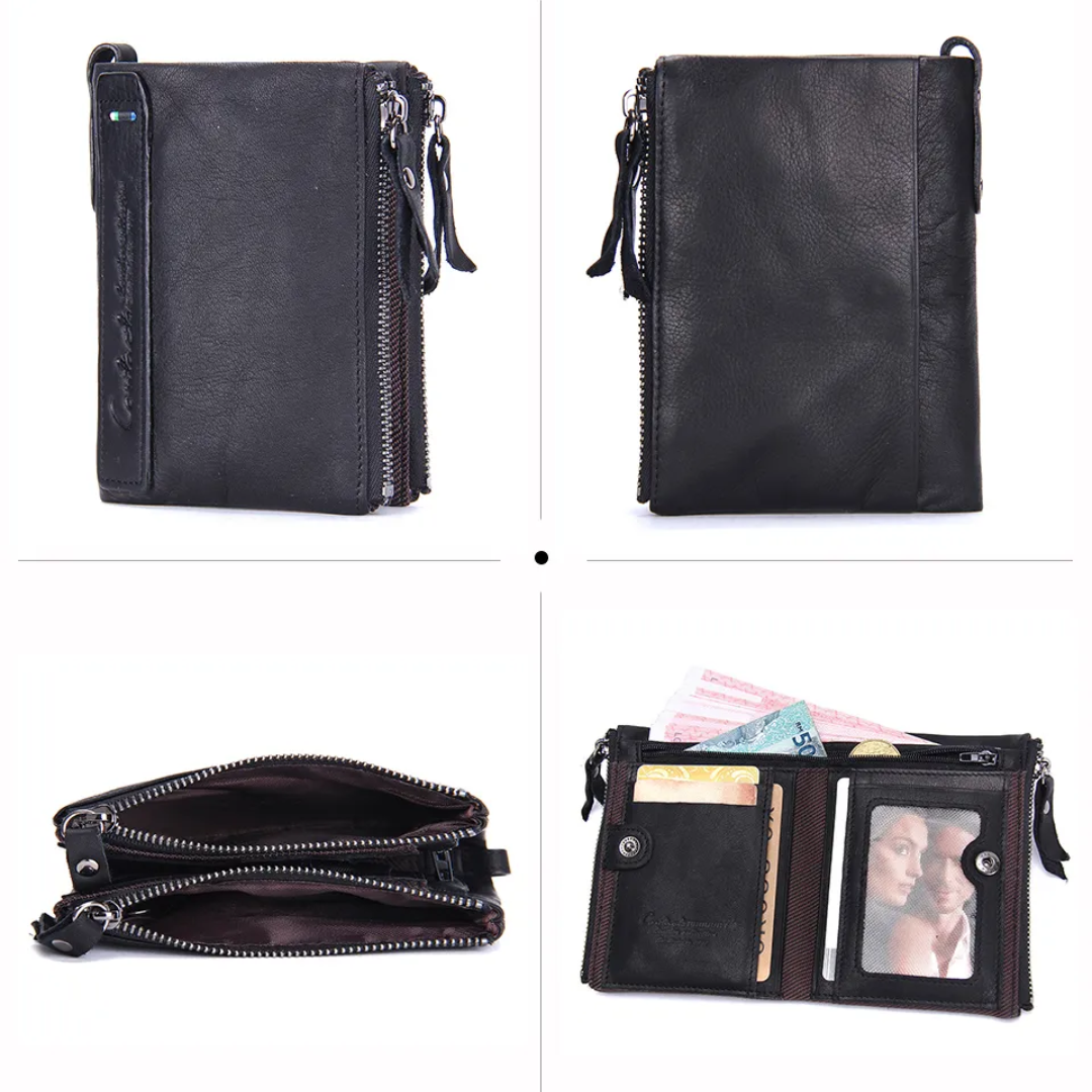 CompactWallet - Stylish Double Zipper Wallet