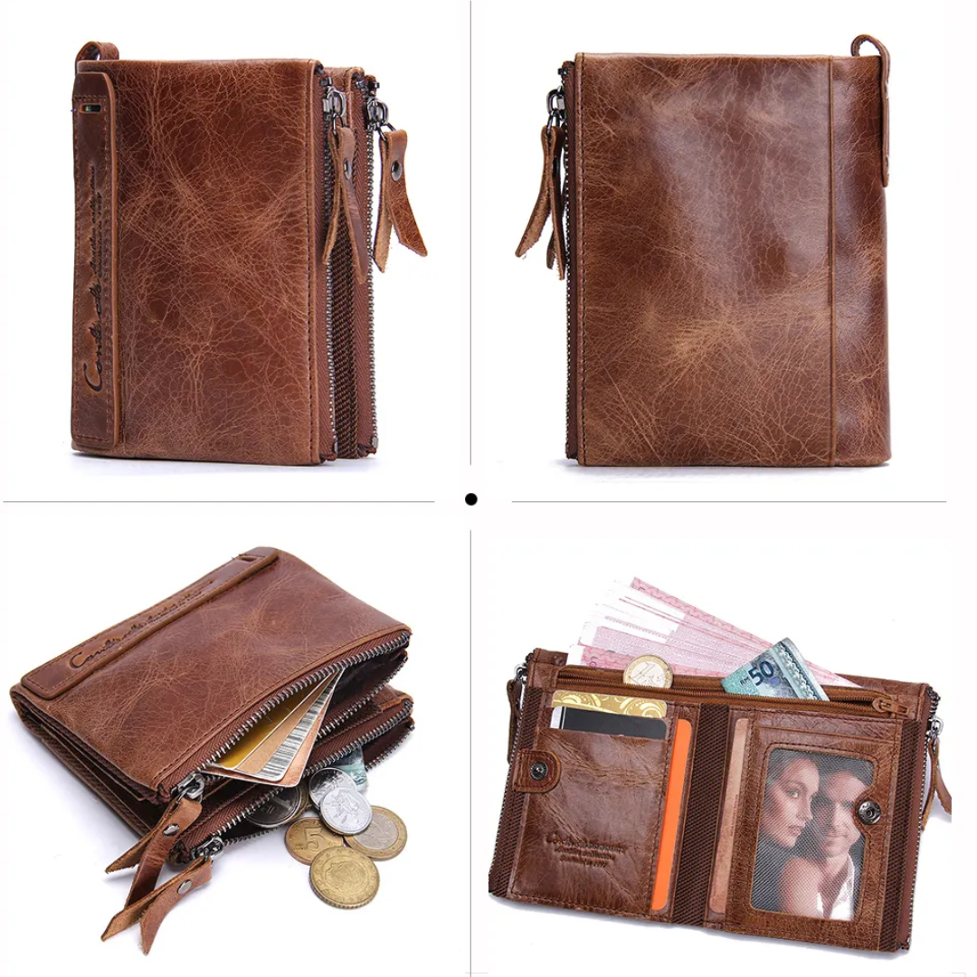 CompactWallet - Stylish Double Zipper Wallet