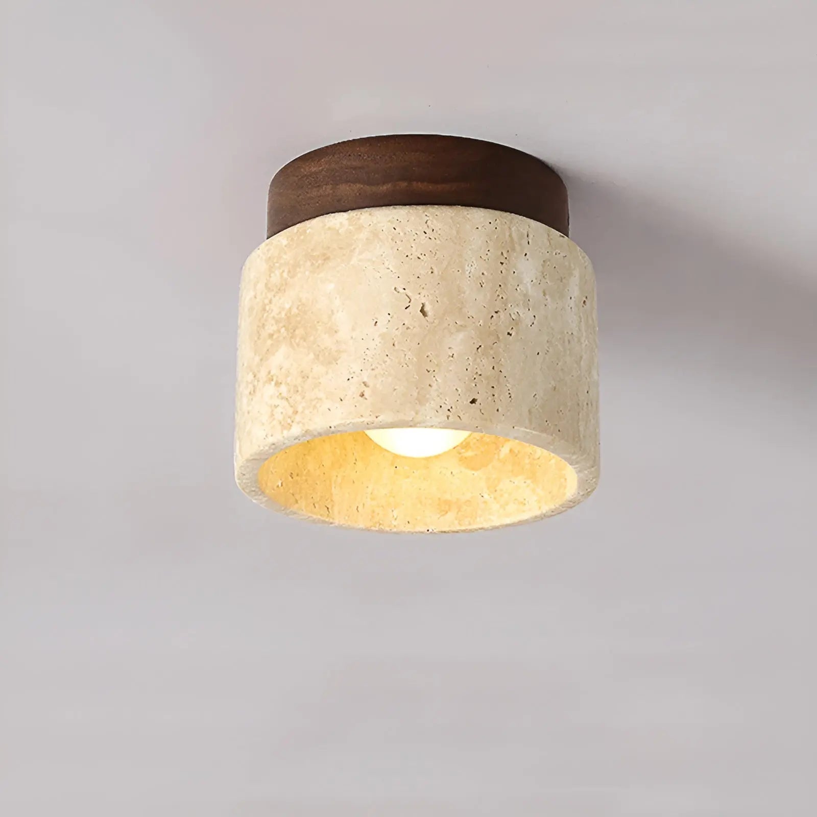 LumiZen Luxe - Japanese-Inspired LED Mood Light with Travertine and Wood