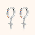 Aurora Colorful Zircon Cross Earrings