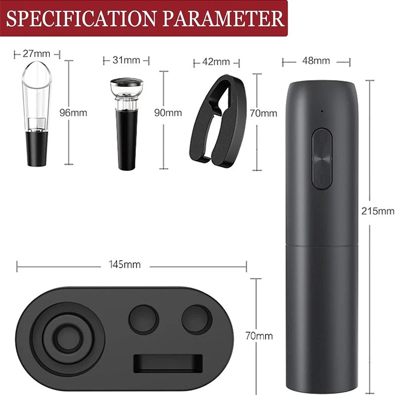 VinoEase - Stylish Electric Wine Opener with Charging Function