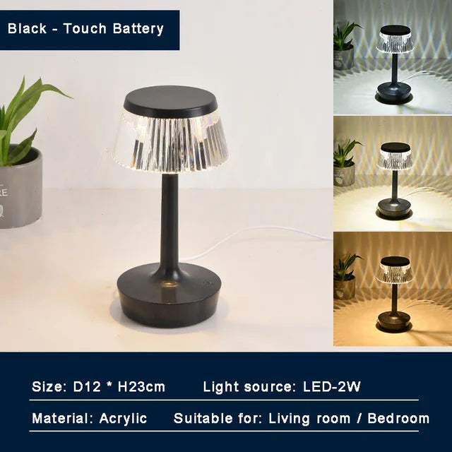 Crystal Pendant - Rechargeable Cordless Table Lamp
