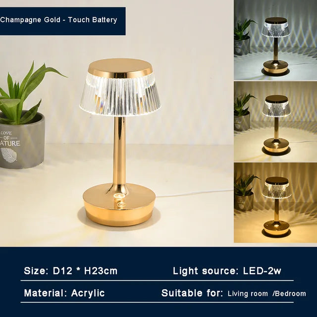 Crystal Pendant - Rechargeable Cordless Table Lamp