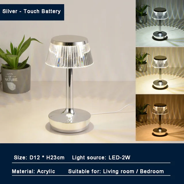 Crystal Pendant - Rechargeable Cordless Table Lamp