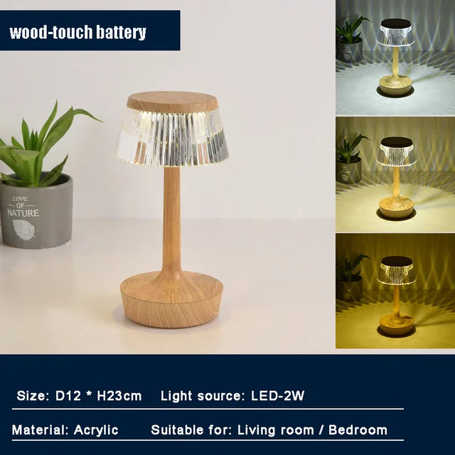Crystal Pendant - Rechargeable Cordless Table Lamp
