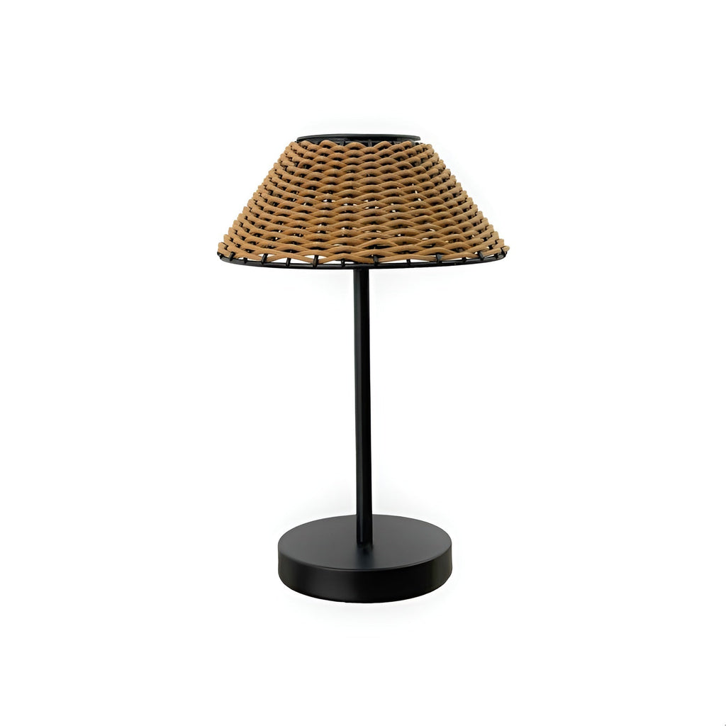 Elegant GardenWoven Solar Table Lamp - Weatherproof & Energy-Efficient