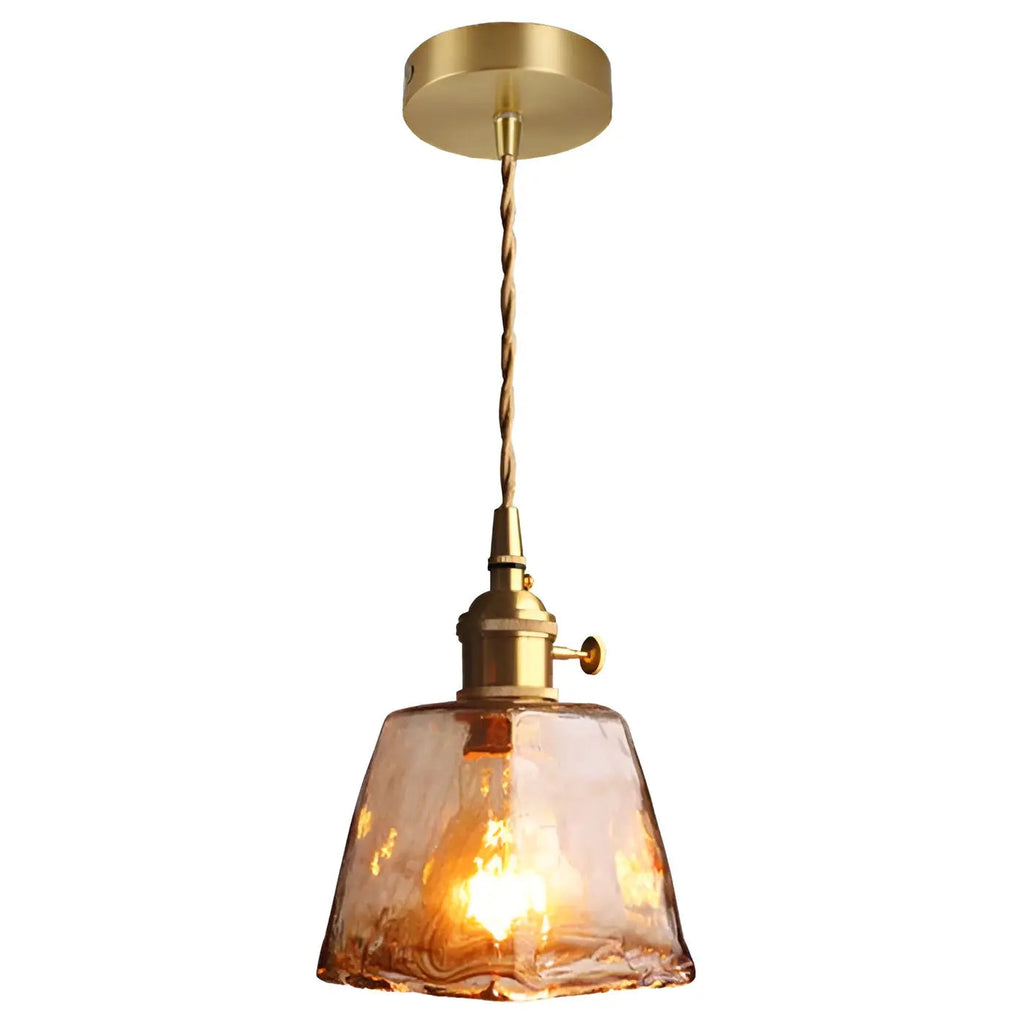 Luxurious Crystal Ceiling Lamp - Amber GlassElegance