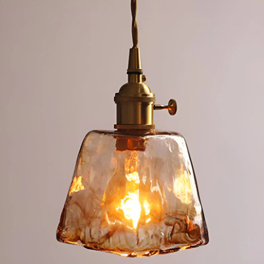 Luxurious Crystal Ceiling Lamp - Amber GlassElegance